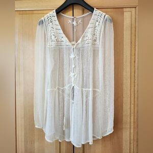 Free People Sheer Embroidered Blouse